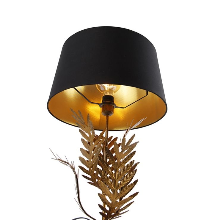 Table lamp gold with black cotton shade - Image 2