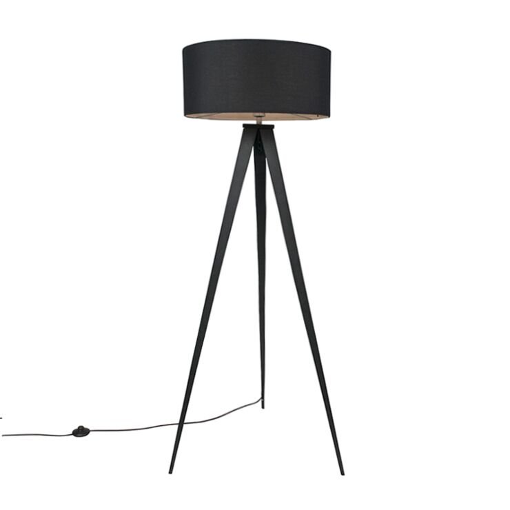 Modern floor lamp black with black shade