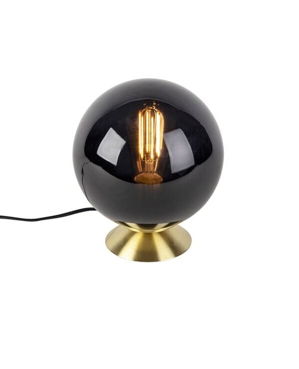 Art Deco table lamp brass with black glass